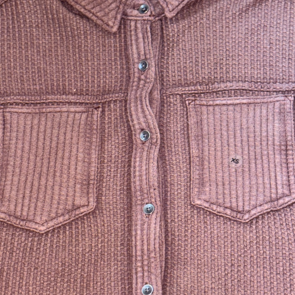 Aerie Real Good Corduroy Textured Waffle Knit Button Down Shacket - XS - Picture 2 of 8